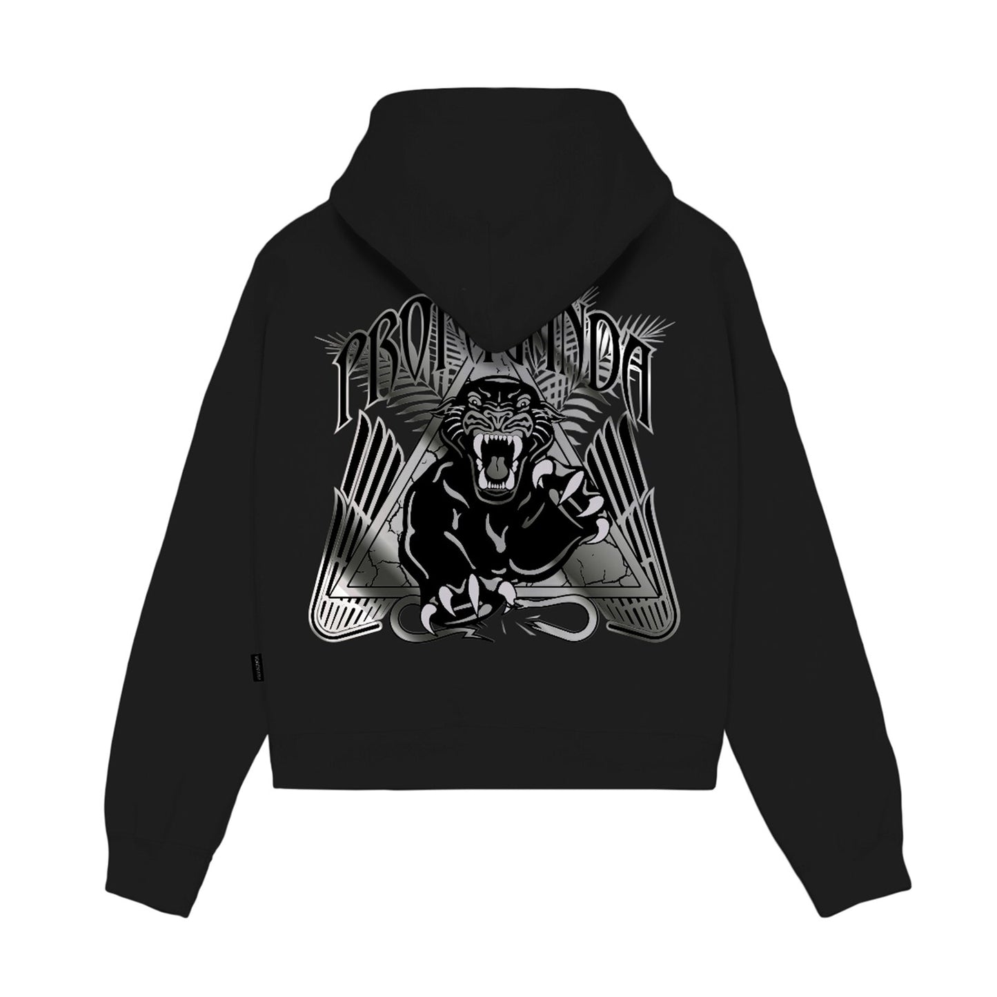 PROPAGANDA FELPA CROPTOP SILVER LEAF PANTHER NERO