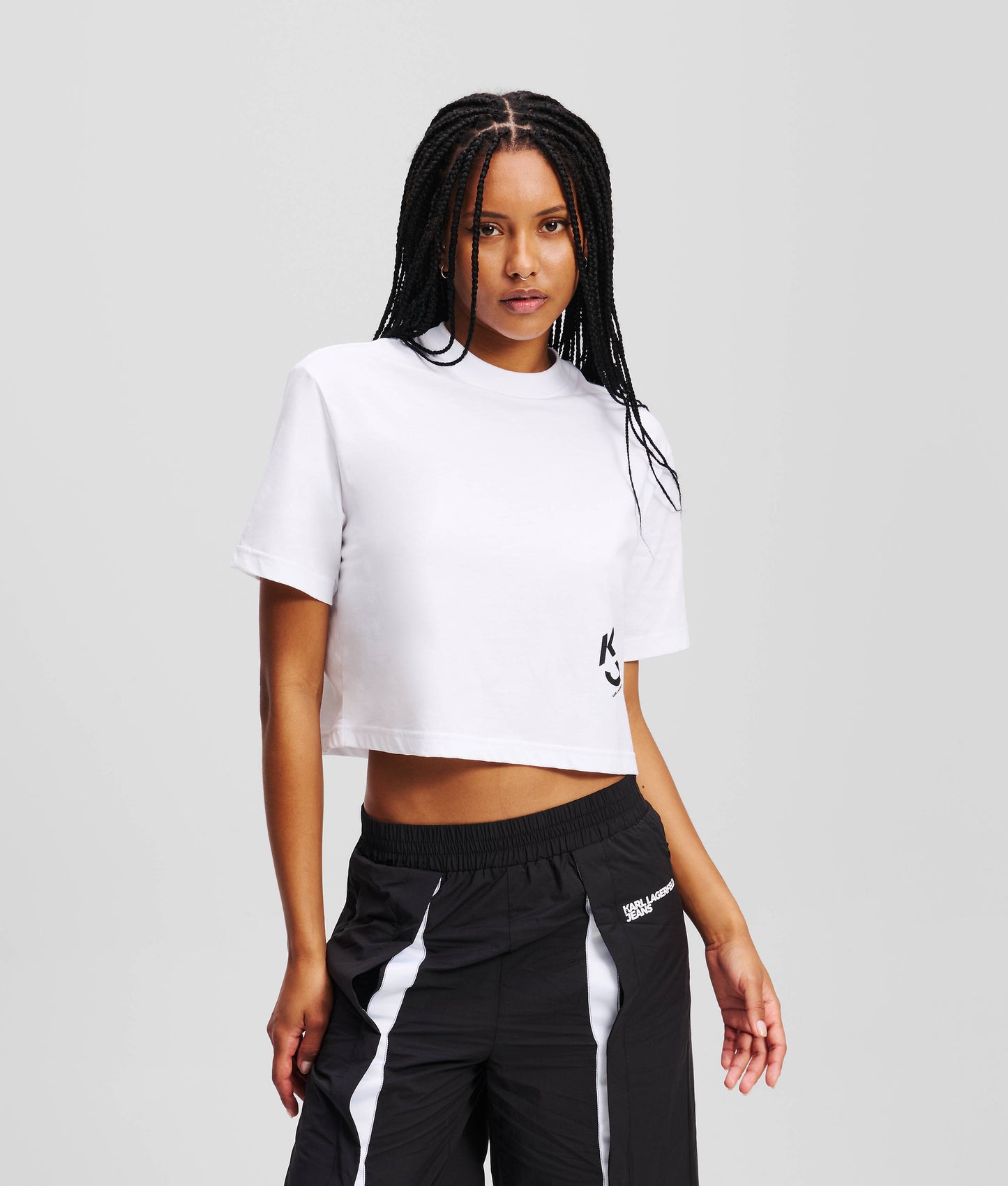 KARL LAGERFELD REG CROPPED MONOGRAM TEE