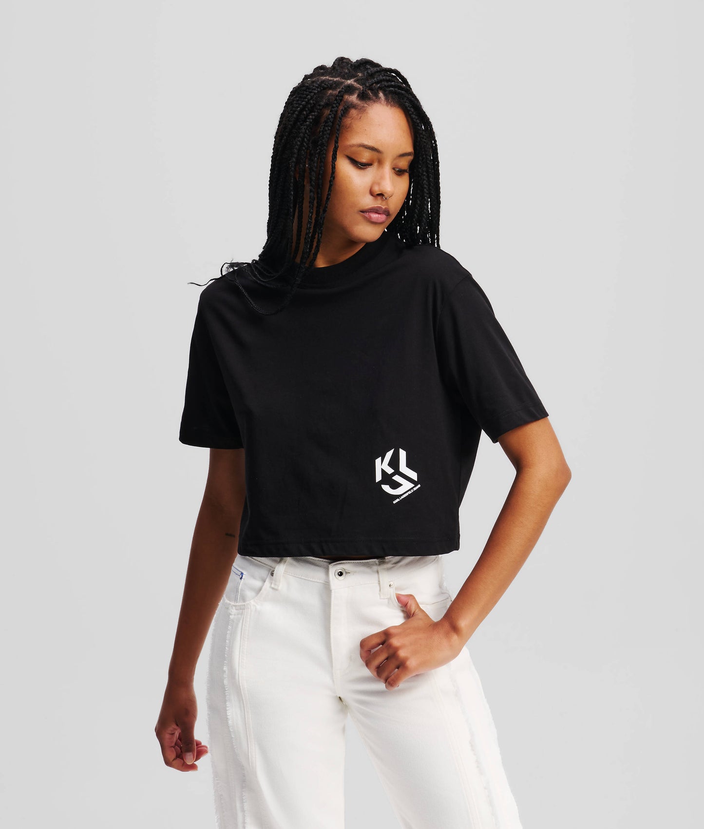 KARL LAGERFELD REG CROPPED MONOGRAM TEE
