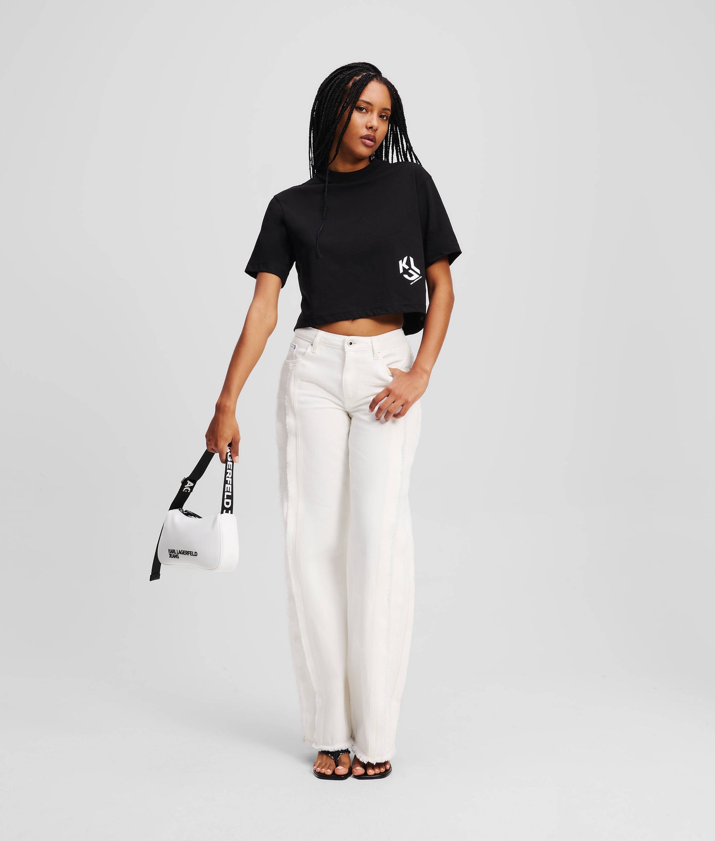 KARL LAGERFELD REG CROPPED MONOGRAM TEE