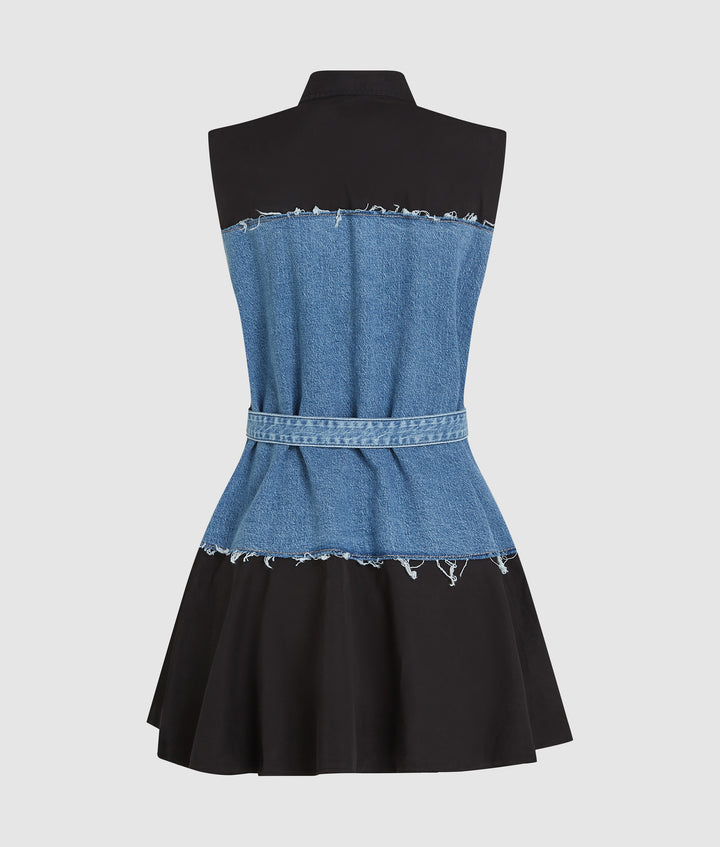 KARL LAGERFELD JEANS MIXED MATERIAL DRESS
