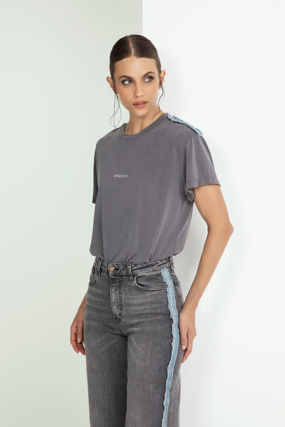 ODI ET AMO T-SHIRT INS.JEANS STRASS