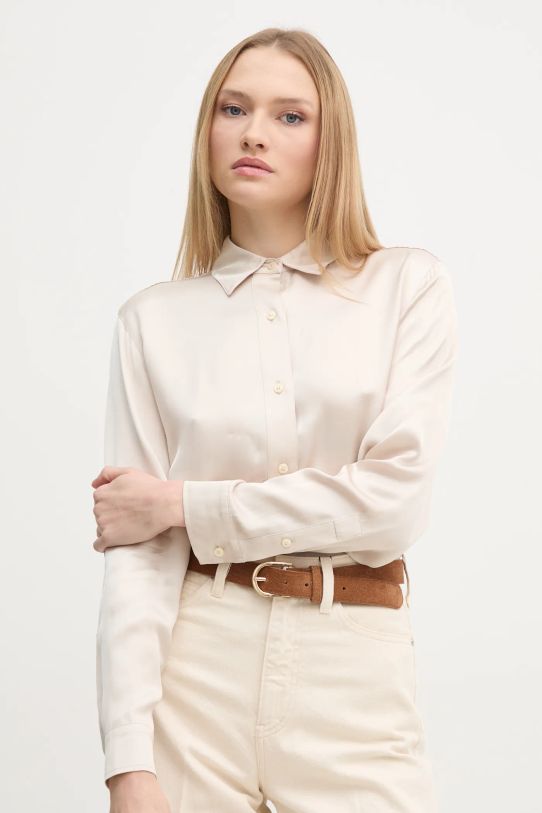 CALVIN KLEIN SATIN LONG SLEEVE TOP