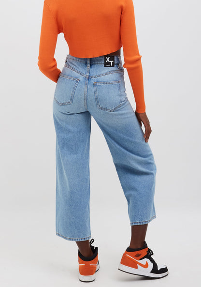 CROPPED BLEACHED REGULAR JEANS