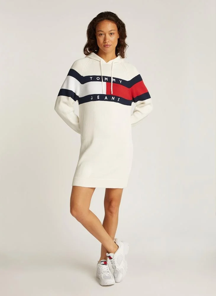 TOMMY JEANS FLAG HOOD SWEATER DRESS EXT