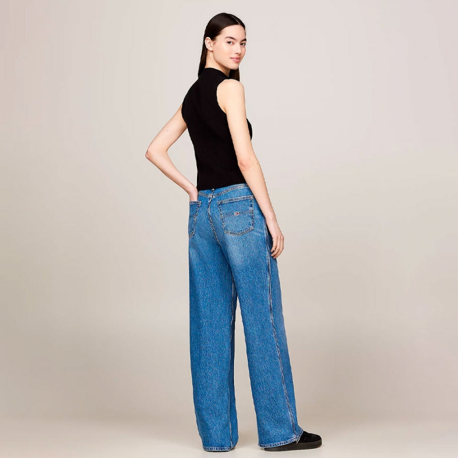 TOMMY JEANS TJW SL RIB CENTER FLAG - CAMISETA DE CUELLO ALTO CON BANDERA