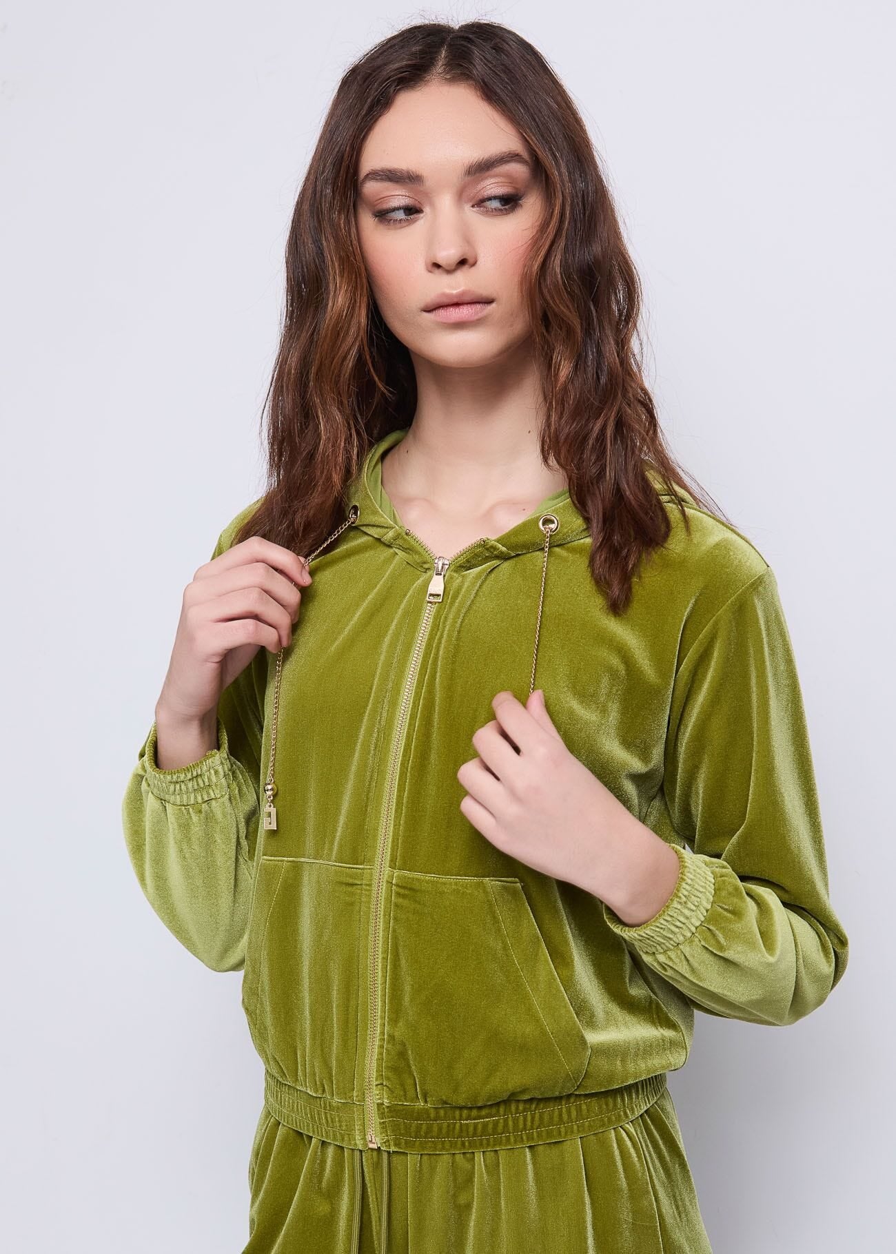 GAUDI  FELPA  ZIP CON CAPPUCCIO IN CINIGLIA