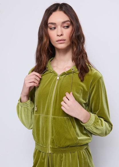 GAUDI  FELPA  ZIP CON CAPPUCCIO IN CINIGLIA