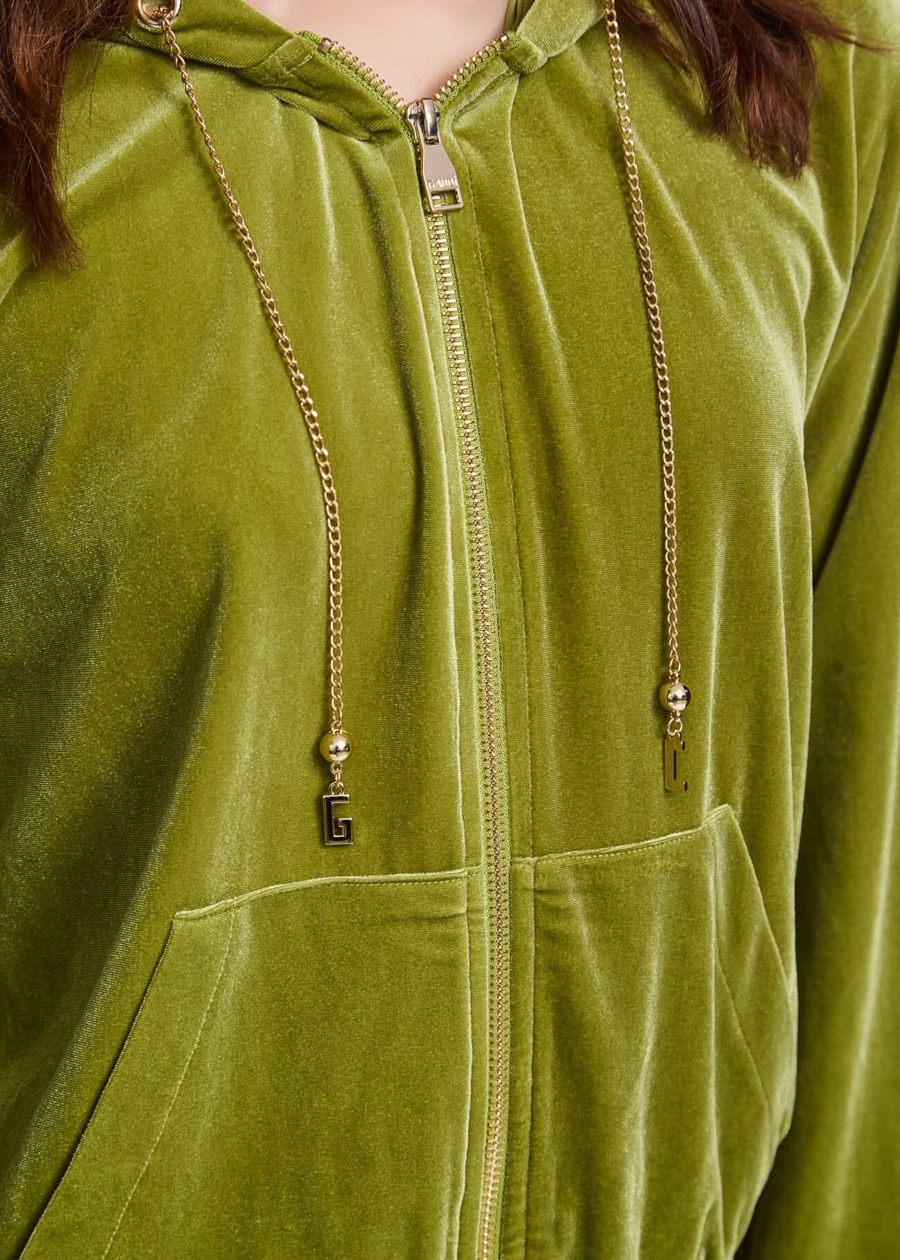 GAUDI  FELPA  ZIP CON CAPPUCCIO IN CINIGLIA