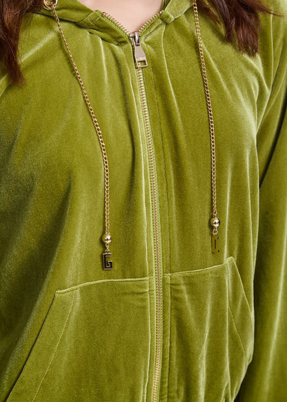 GAUDI  FELPA  ZIP CON CAPPUCCIO IN CINIGLIA