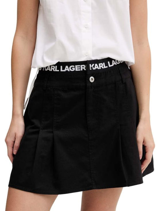 KARL LAGERFELD JEANS PLEATED LOGO SKIRT