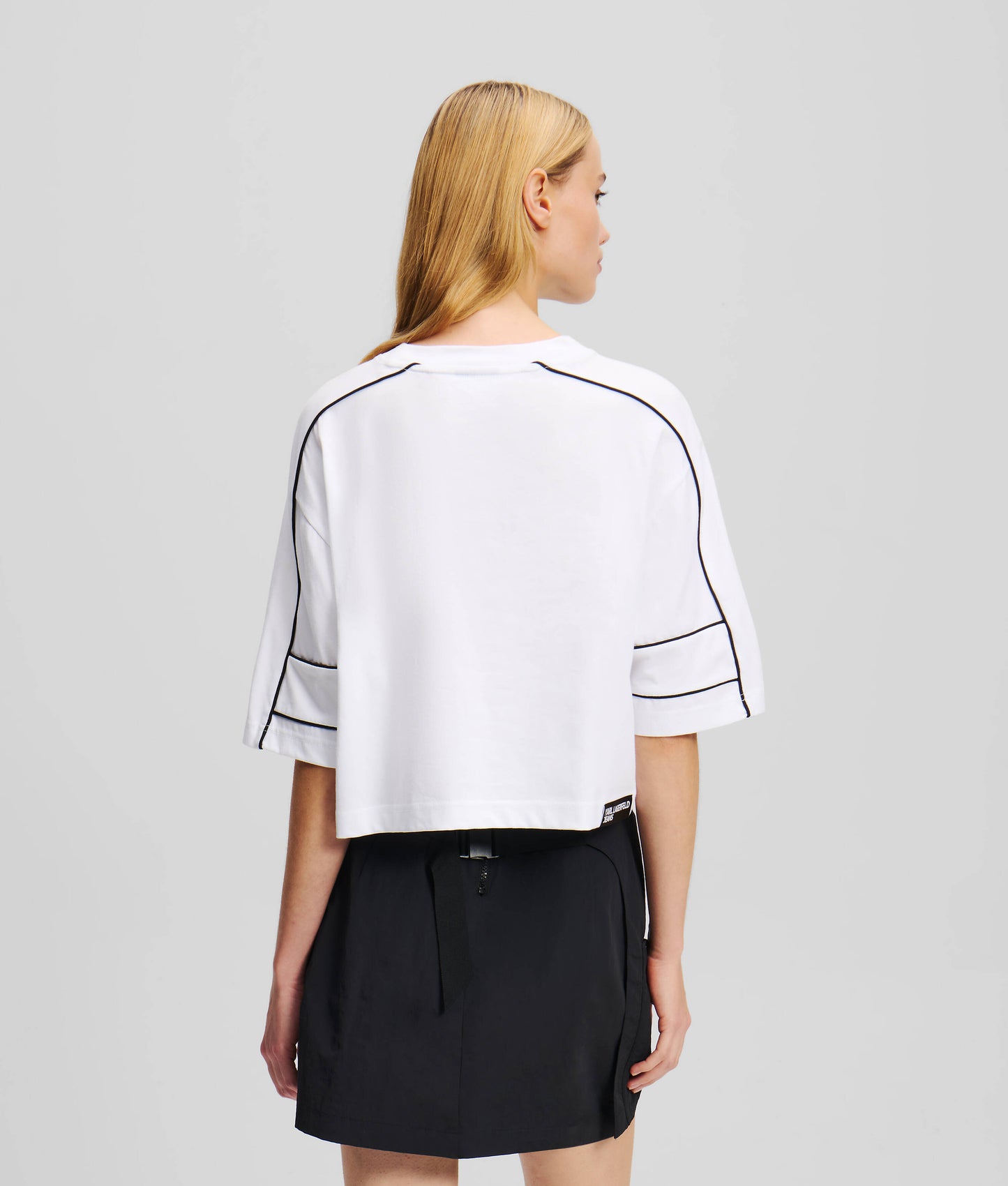 KARL LAGERFELD RELAXED CROPPED PIPING TEE