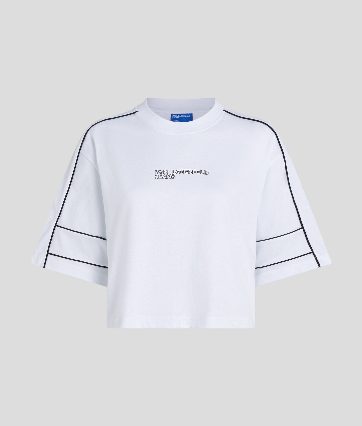 KARL LAGERFELD RELAXED CROPPED PIPING TEE