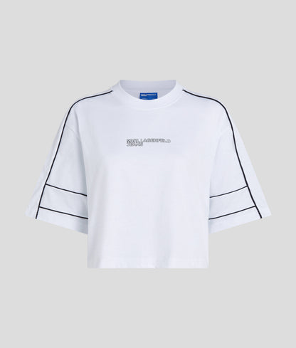 KARL LAGERFELD RELAXED CROPPED PIPING TEE