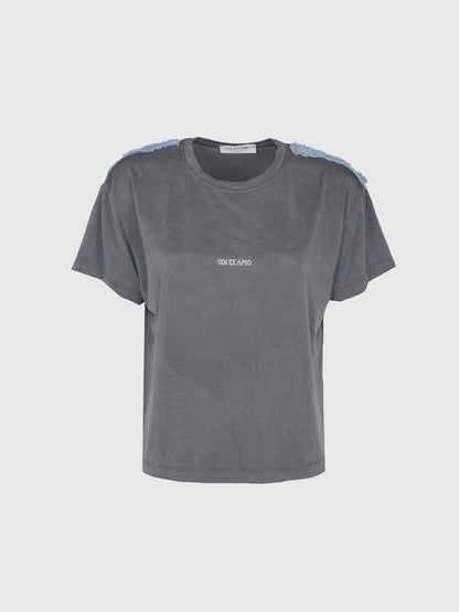 ODI ET AMO T-SHIRT INS.JEANS STRASS