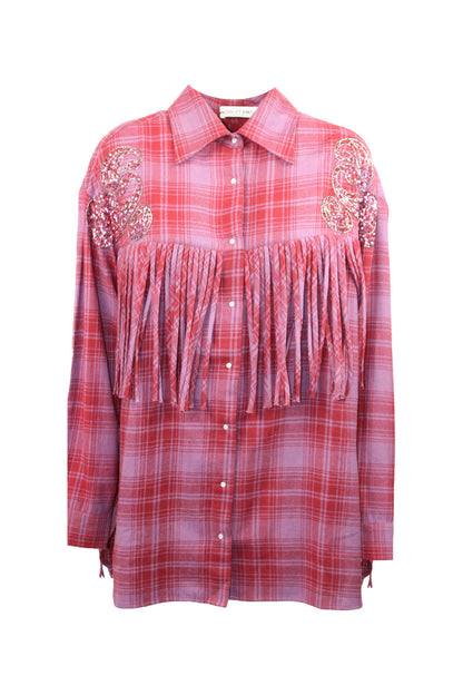 ODI ET AMO DRESS TARTAN RICAMO FIORE