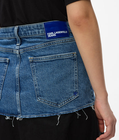 KARL LAGERFELD JEANS MIXED DENIM MAXI SKIRT
