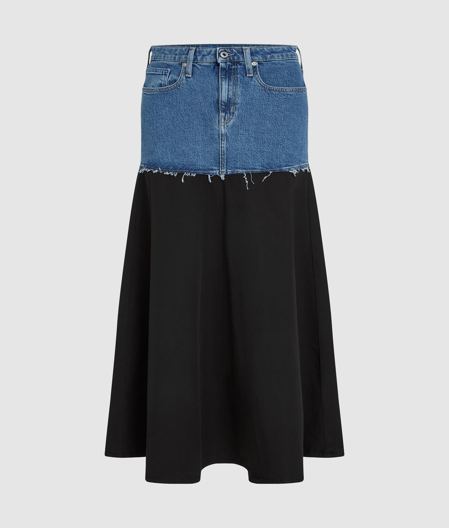 KARL LAGERFELD JEANS MIXED DENIM MAXI SKIRT