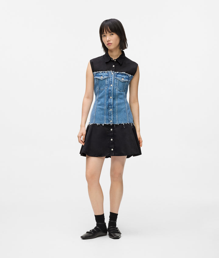 KARL LAGERFELD JEANS MIXED MATERIAL DRESS