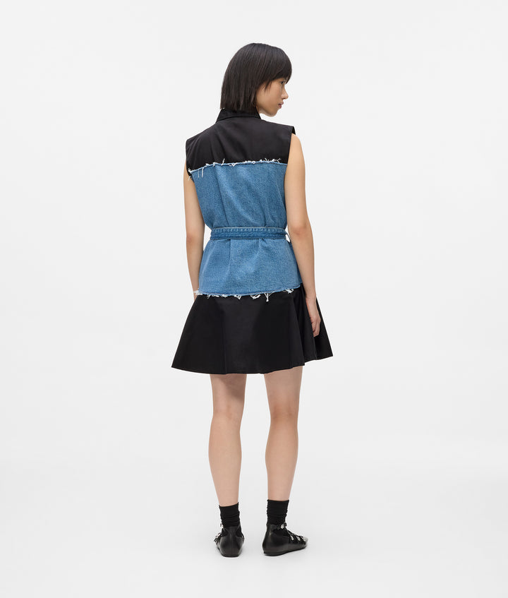 KARL LAGERFELD JEANS MIXED MATERIAL DRESS