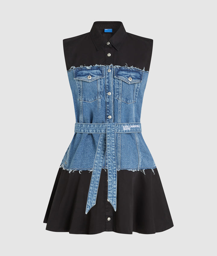 KARL LAGERFELD JEANS MIXED MATERIAL DRESS