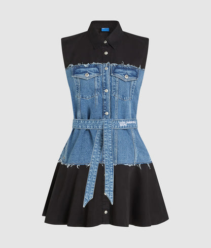 KARL LAGERFELD JEANS MIXED MATERIAL DRESS