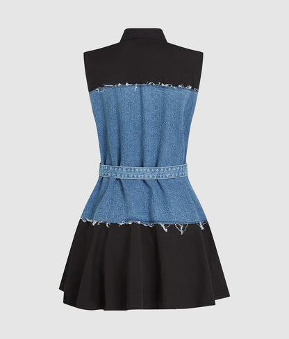 KARL LAGERFELD JEANS MIXED MATERIAL DRESS