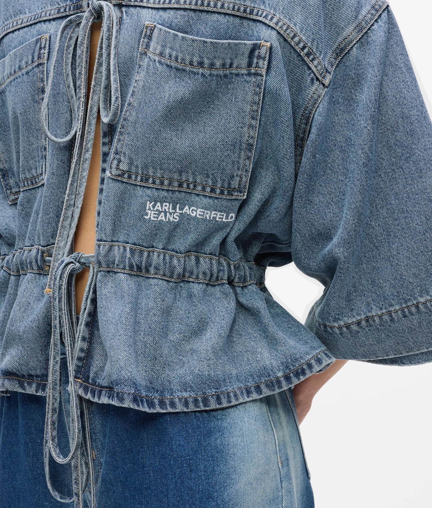 KARL LAGERFELD JEANS DENIM TIE BLOUSE