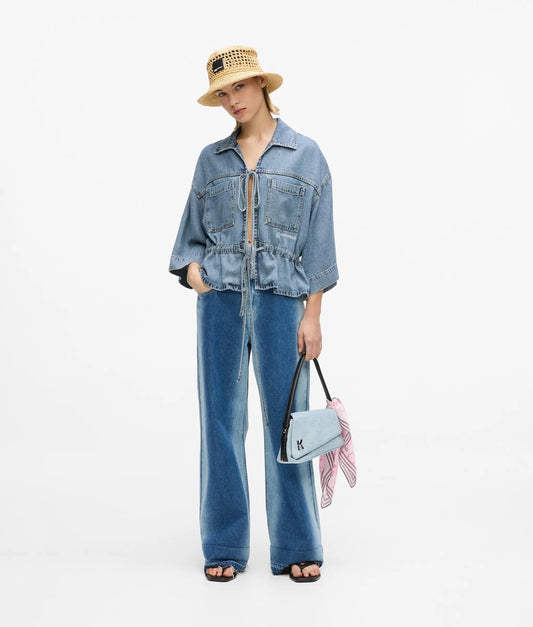 KARL LAGERFELD JEANS DENIM TIE BLOUSE