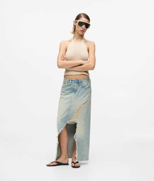 KARL LAGERFELD JEANS DENIM DESTR MAXI SKIRT