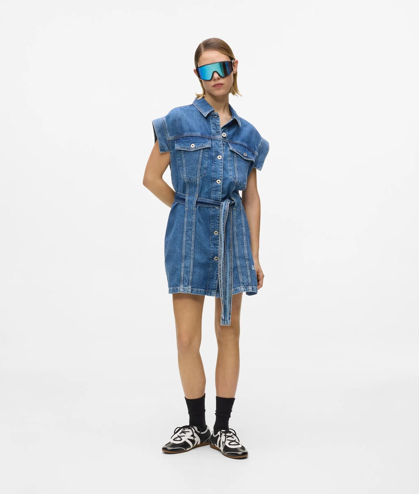 KARL LAGERFELD JEANS BELTED DENIM DRESS