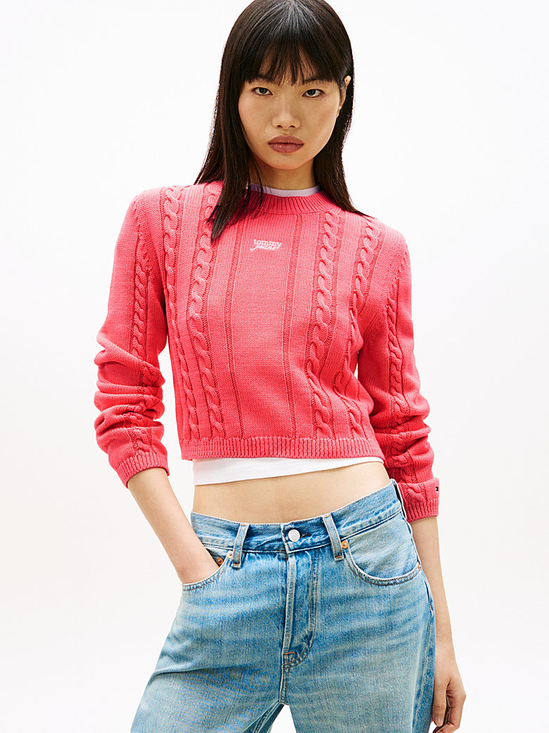 TOMMY JEANS CABLE SCRIPT SWEATER