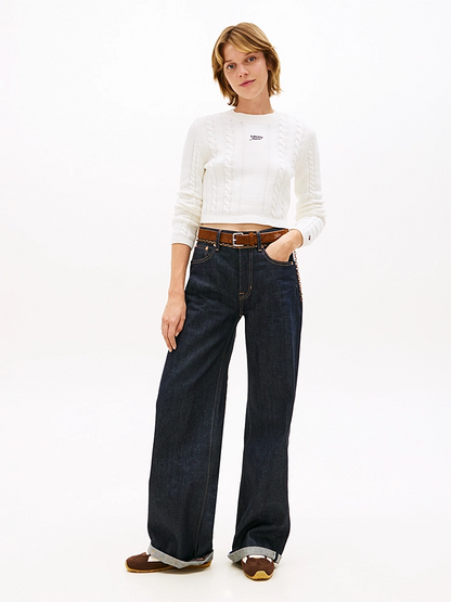 TOMMY JEANS CABLE SCRIPT SWEATER