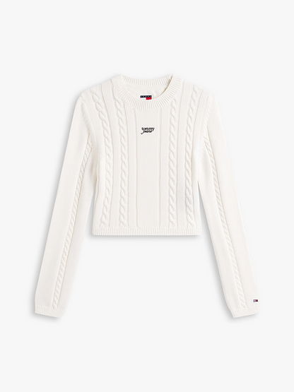 TOMMY JEANS CABLE SCRIPT SWEATER