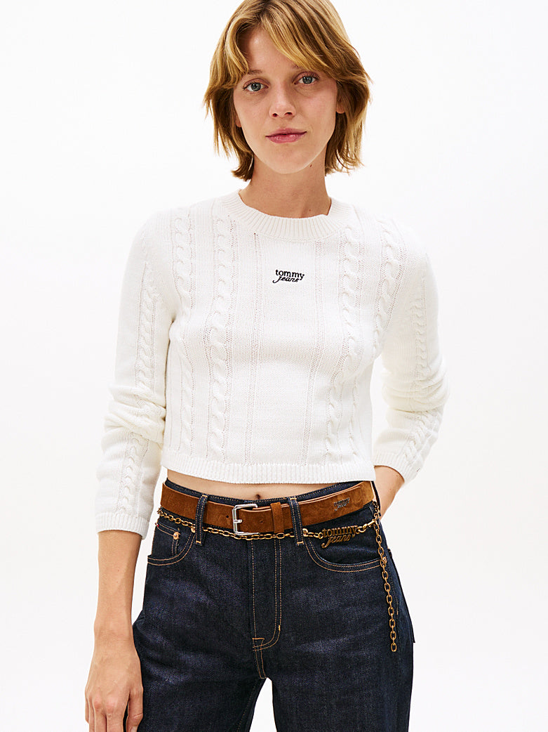 TOMMY JEANS CABLE SCRIPT SWEATER