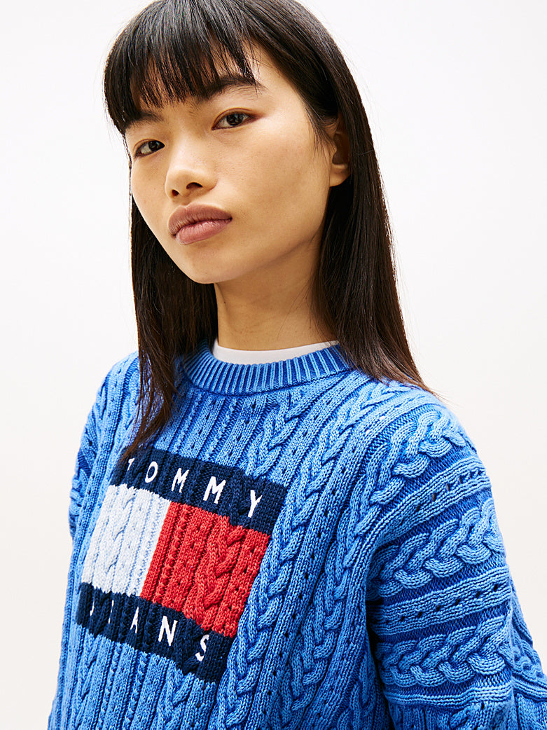 TOMMY JEANS GMD CABLE FLAG SWEATER