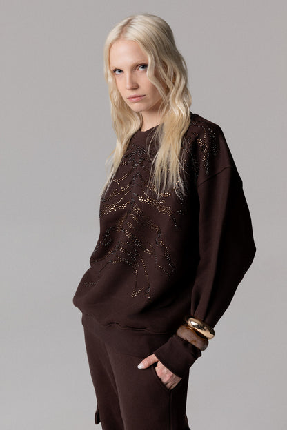 ODI ET AMO FELPA STRASS TIGRE