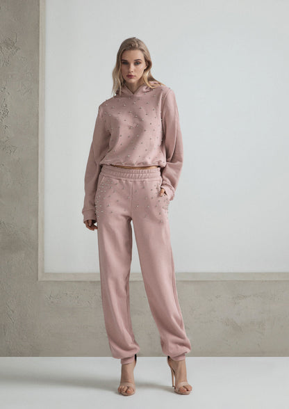 ODI ET AMO PANTALONE FELPA STRASS PERLE