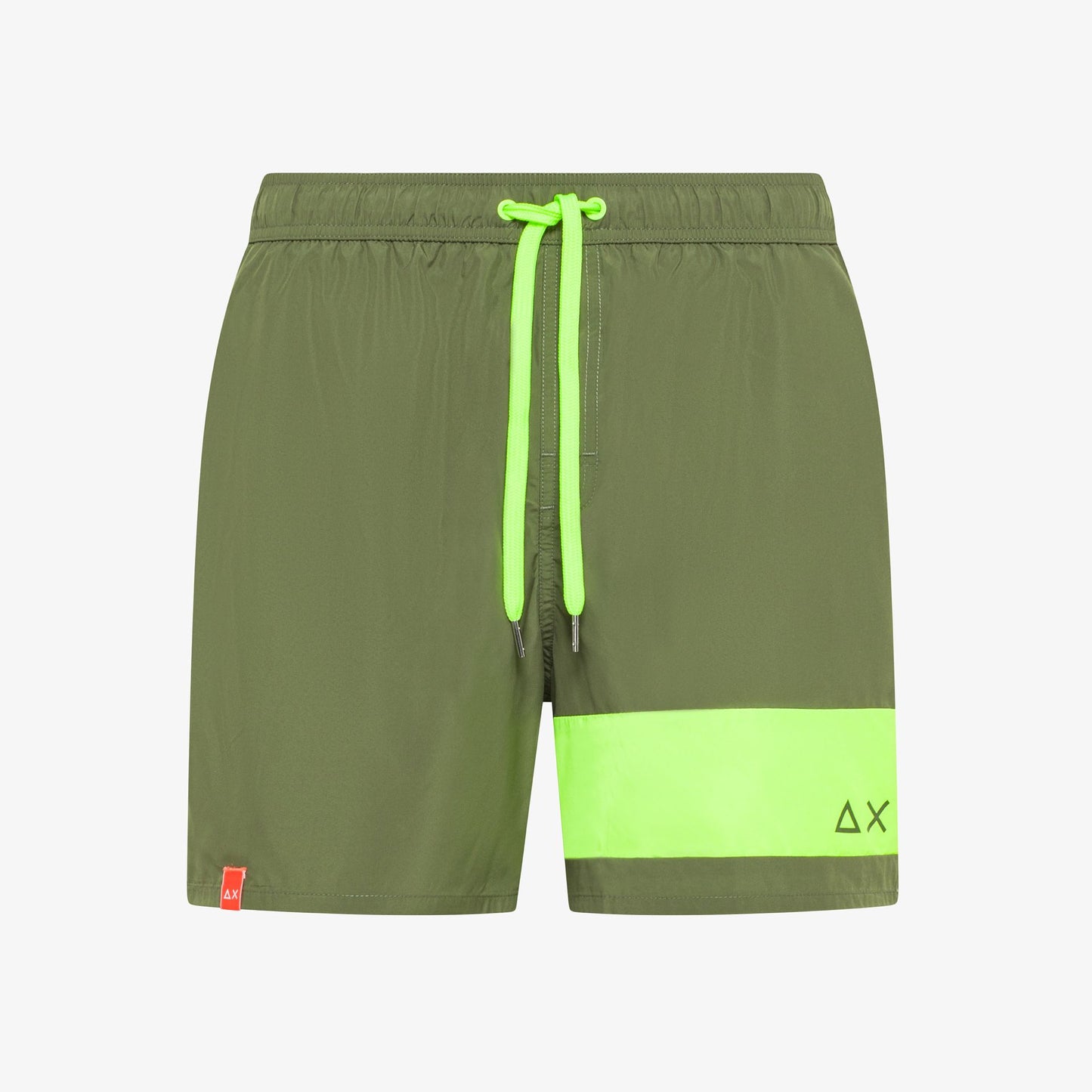 SUN68 SWIM SHORTS STRIPE FLUO ON LEG