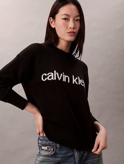 SUÉTER DE ALGODÓN CON GRÁFICO DE CALVIN KLEIN