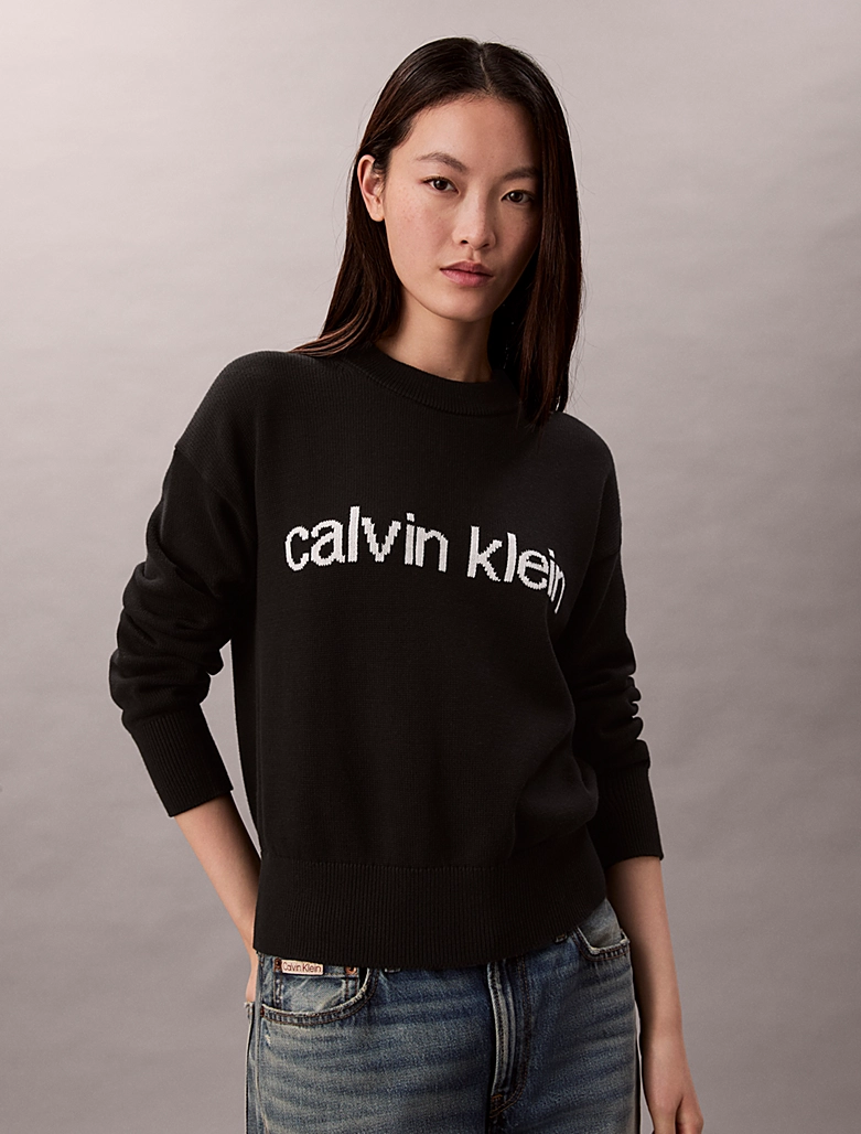 SUÉTER DE ALGODÓN CON GRÁFICO DE CALVIN KLEIN