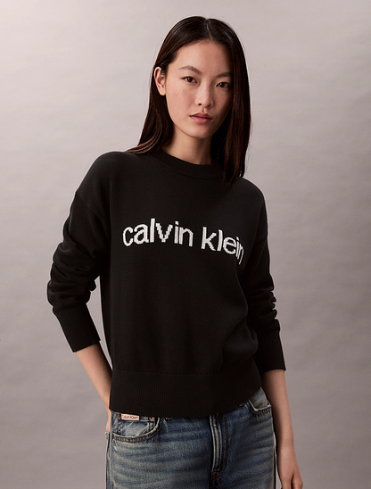 SUÉTER DE ALGODÓN CON GRÁFICO DE CALVIN KLEIN