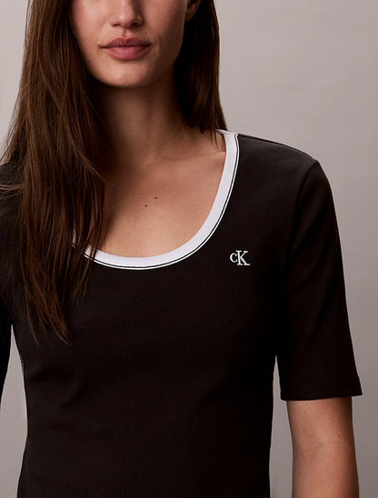 CALVIN KLEIN SS 2X2 BABY RID SCOOP NK CUTOUT