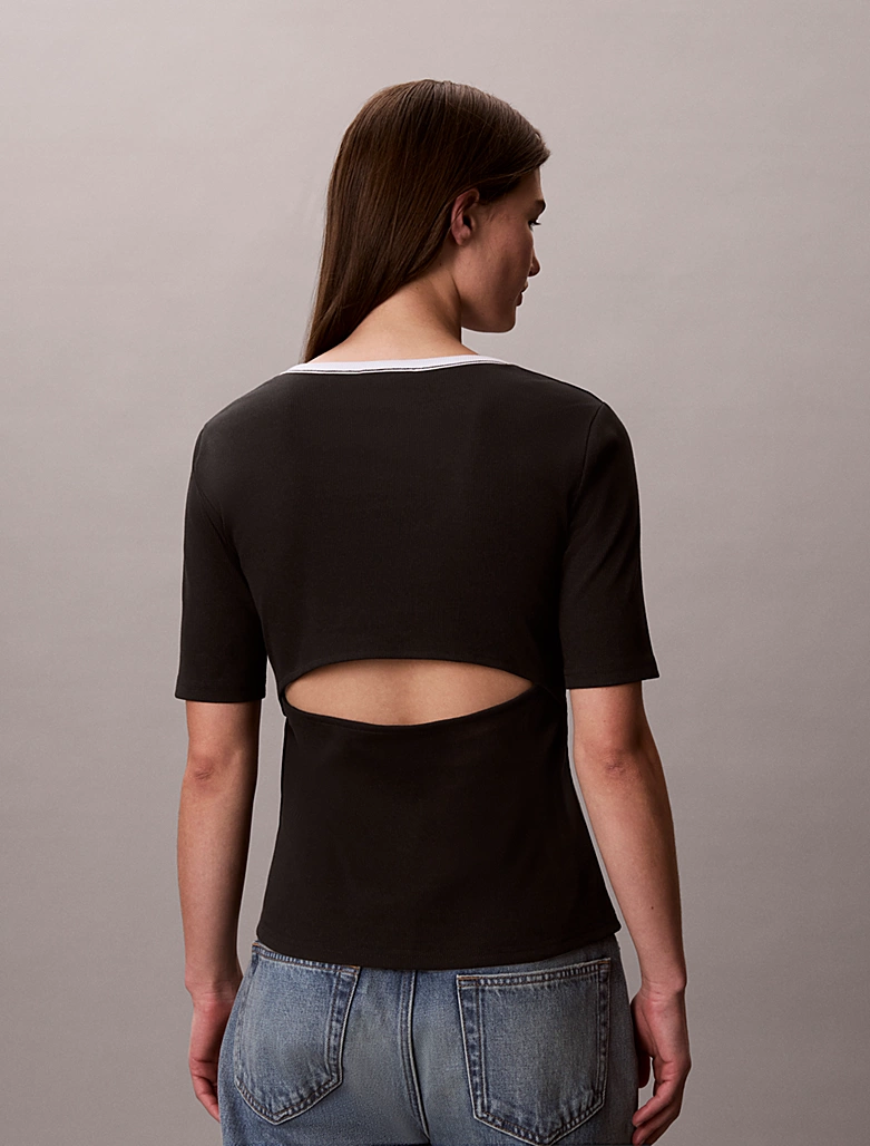 CALVIN KLEIN SS 2X2 BABY RID SCOOP NK CUTOUT