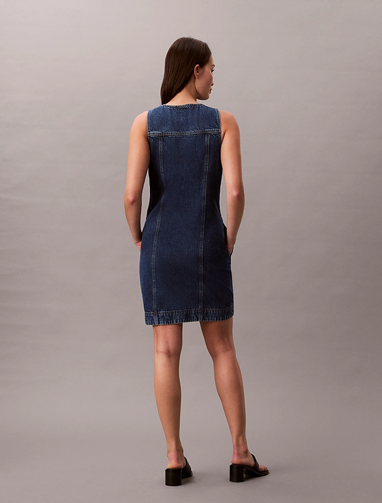 CALVIN KLEIN WHS SLVLS MINI TRUCKER DRESS