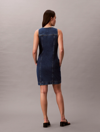 CALVIN KLEIN WHS SLVLS MINI TRUCKER DRESS