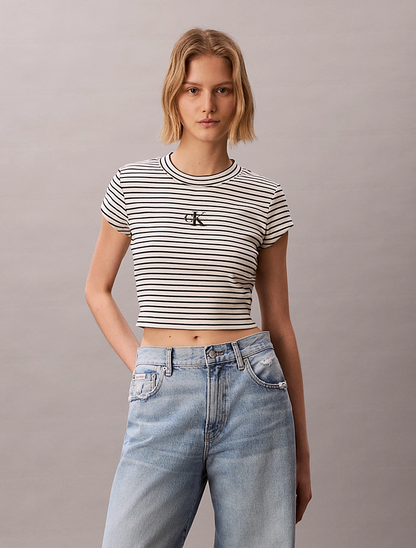 CALVIN KLEIN STRIPED MONOLOGO BABY RID TEE