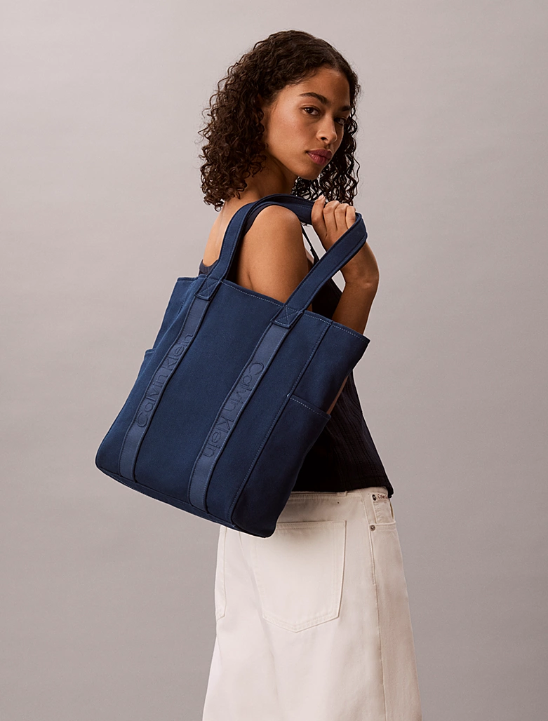 CALVIN KLEIN WEBBING STRAP CANVAS TOTE