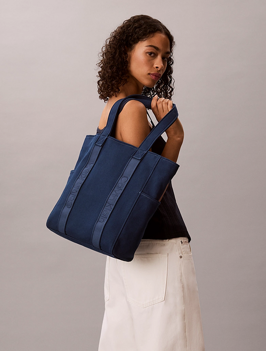 CALVIN KLEIN WEBBING STRAP CANVAS TOTE
