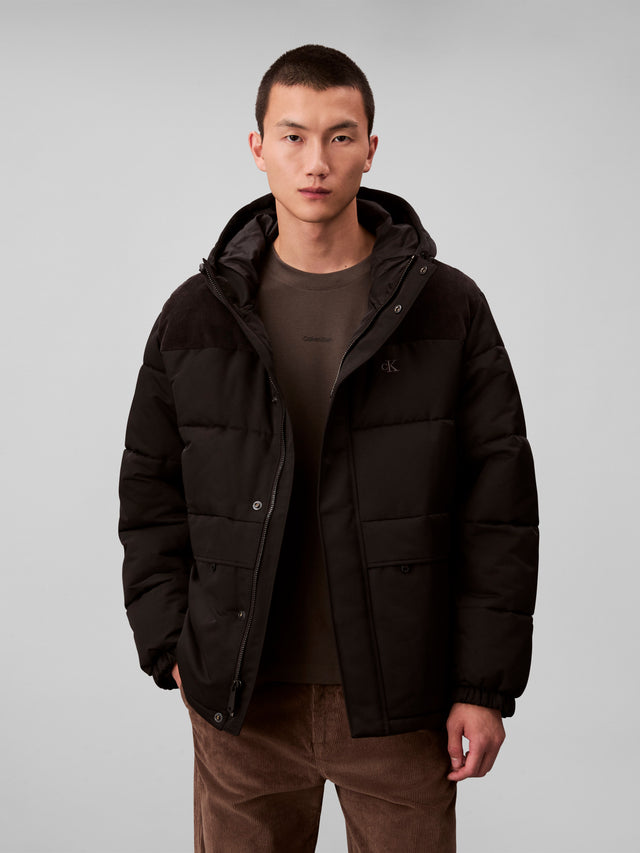 CALVIN KLEIN LS CORDUROY MIXED MEDIA PUFFER